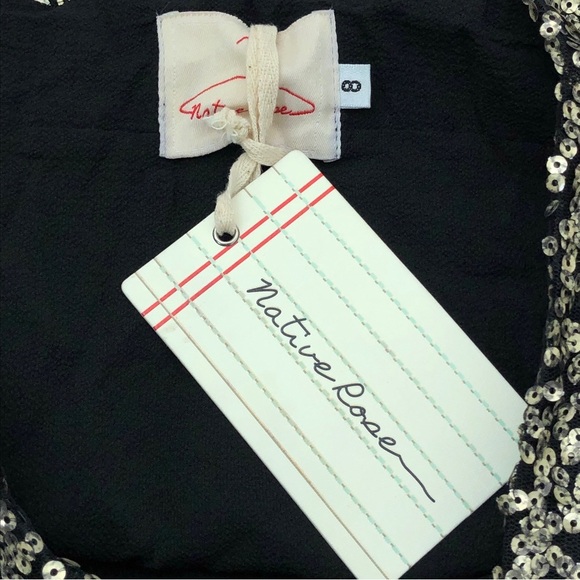 LF x Nature Rose Black & Matte Gold Sequin Mesh Zip Up Mini Skirt 8 - Picture 8 of 9